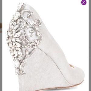 Badgley Mischka Meagan II Peep Toe Wedge, Silver